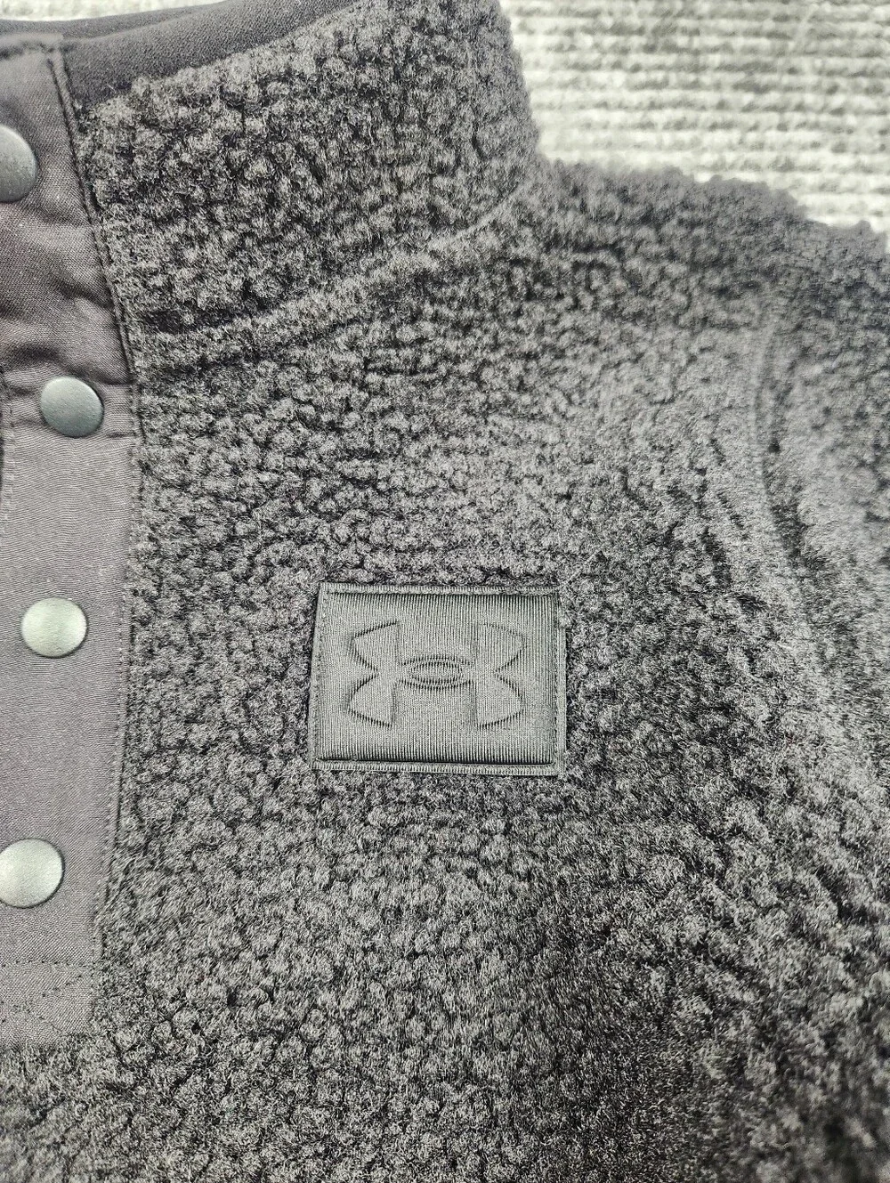 Under Armour Kids Sherpa Quarter-Snap Pullover Sz:6 NWOT Black Teddy Pockets